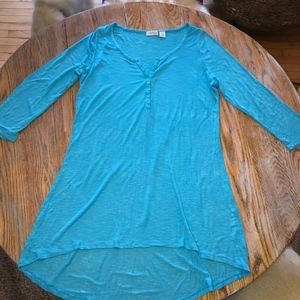 RELATIVITY aqua night/beach shirt/100% rayon